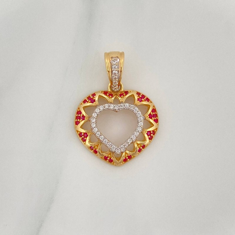 Dije Corazon 3.7 g / 2.6 cm Dos Oros Amarillo Blanco 18K