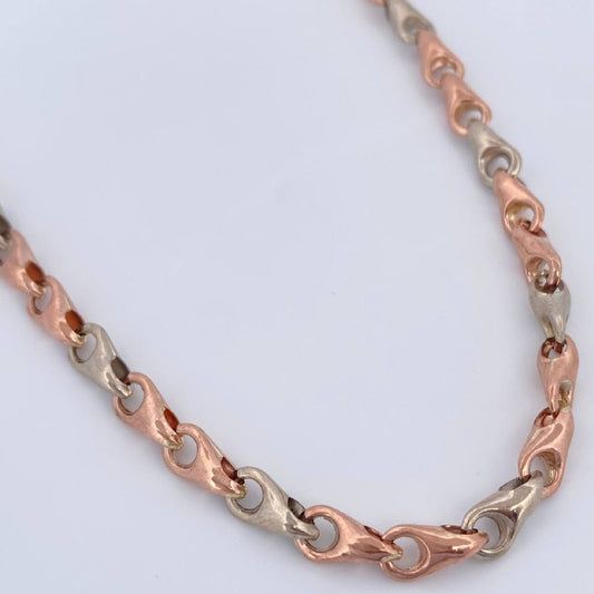 Cadena Rustica Espiga 9.8gr / 48cm / Dos Oros Blanco Rosa 18K &