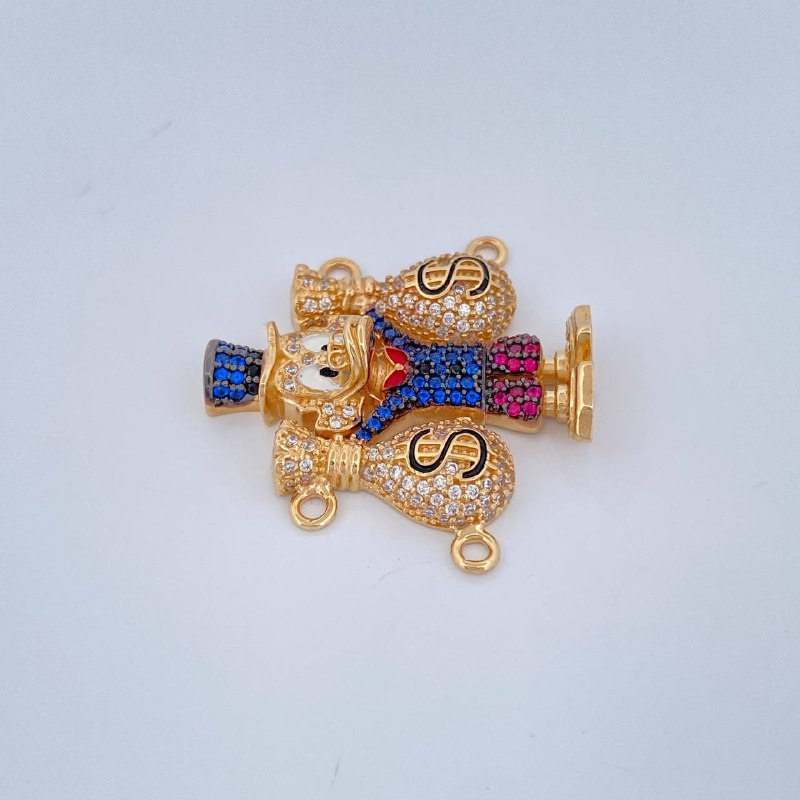 Herraje Pato Bolsas De Dinero 9.25gr / 3cm / Dos Oros Negro Amarillo 18K $