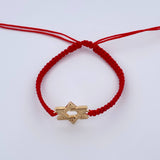 Pulsera Tejida Roja Estrella David 1.1gr / Oro Amarillo 18K $