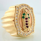 Anillo Virgen De Guadalupe 6.3 g / T7 3/4 Dos Oros Amarillo Rosa 18K