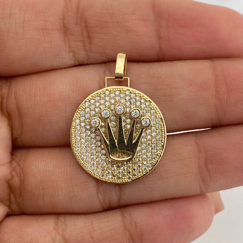 Dije Corona Medalla 3.95gr / 2.7cm / Oro Amarillo 18K &