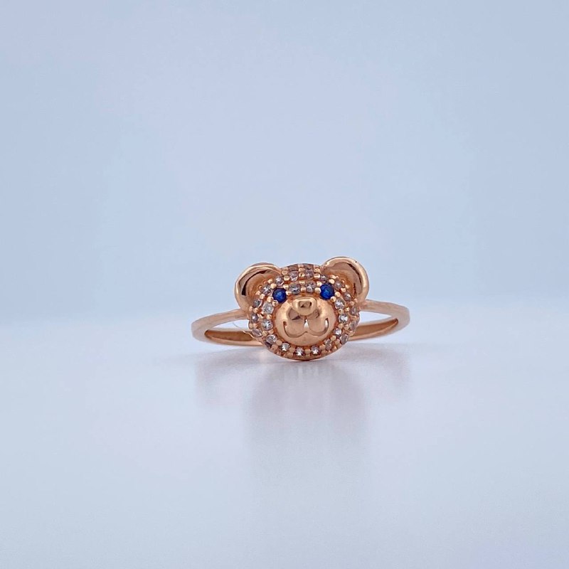 Anillo Rostro Oso 2gr / T6 3/4 / Oro Rosa 18K &