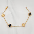 Pulso Trebol Onix Negro 5.45 g / 18.1 cm / 1.4 mm Oro Amarillo 18K