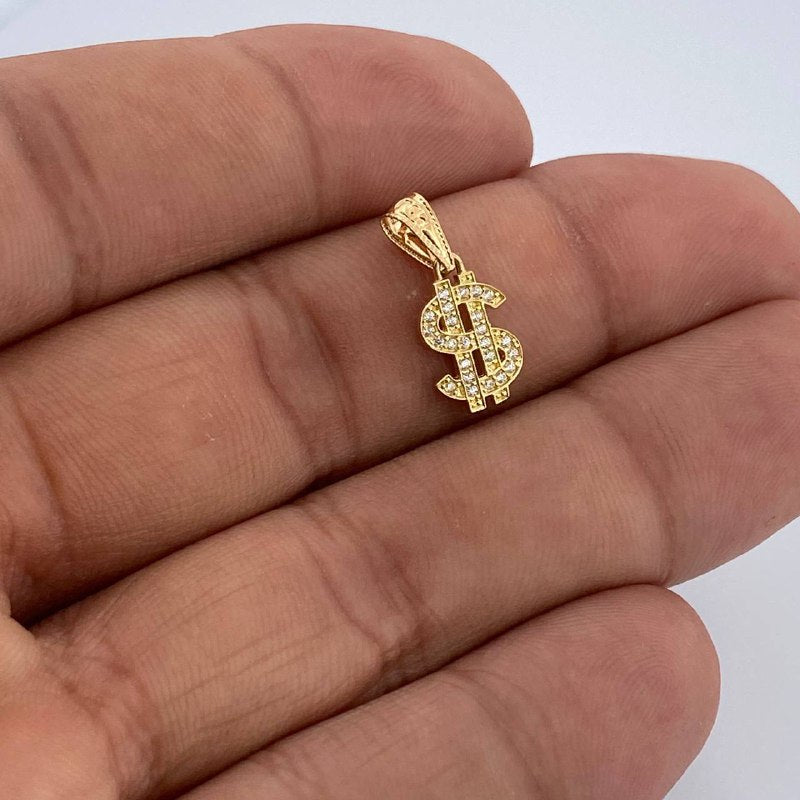 Dije Signo Dólar 0.7gr / 1.8cm / Oro Amarillo 18K &