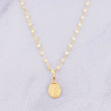 Set Cadena Flor Espejo + Dije Virgen de Guadalupe / 1.25g / 45cm Oro Amarillo 18K