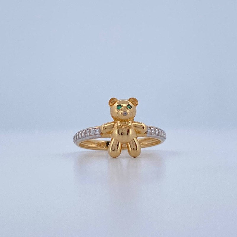 Anillo Oso Corbatin 2.4gr / T6 1/2 / Dos Oros Amarillo Blanco 18K &