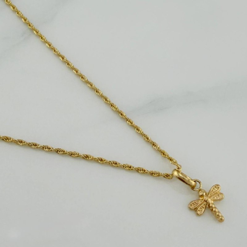 Set Cadena Lazo + Dije Libelula / 1,25 gr / 45 cm Oro Amarillo 18K