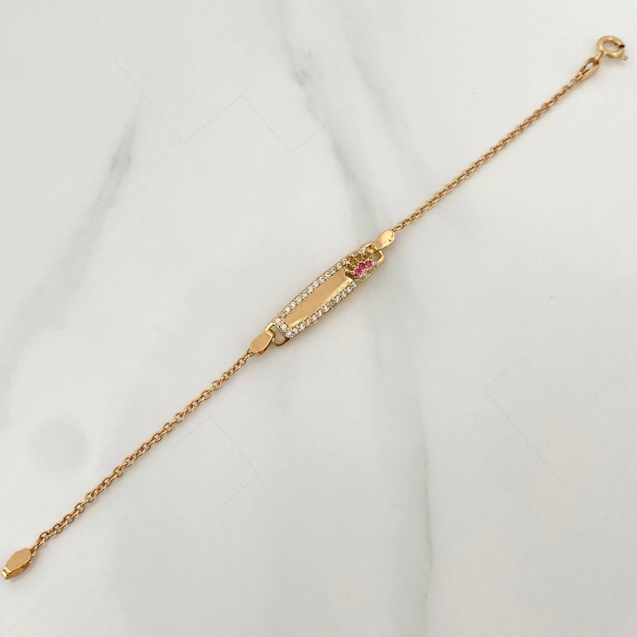 Pulso Bebé Placa Bebe Aro Seguido Corona 2.9 g / 13.8 cm / 0.75 mm Oro Amarillo 18K