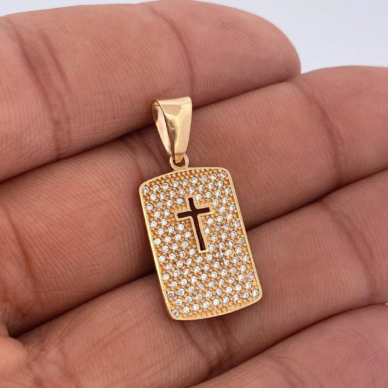 Dije Cruz Placa 3gr / 3cm / Oro Amarillo 18K $