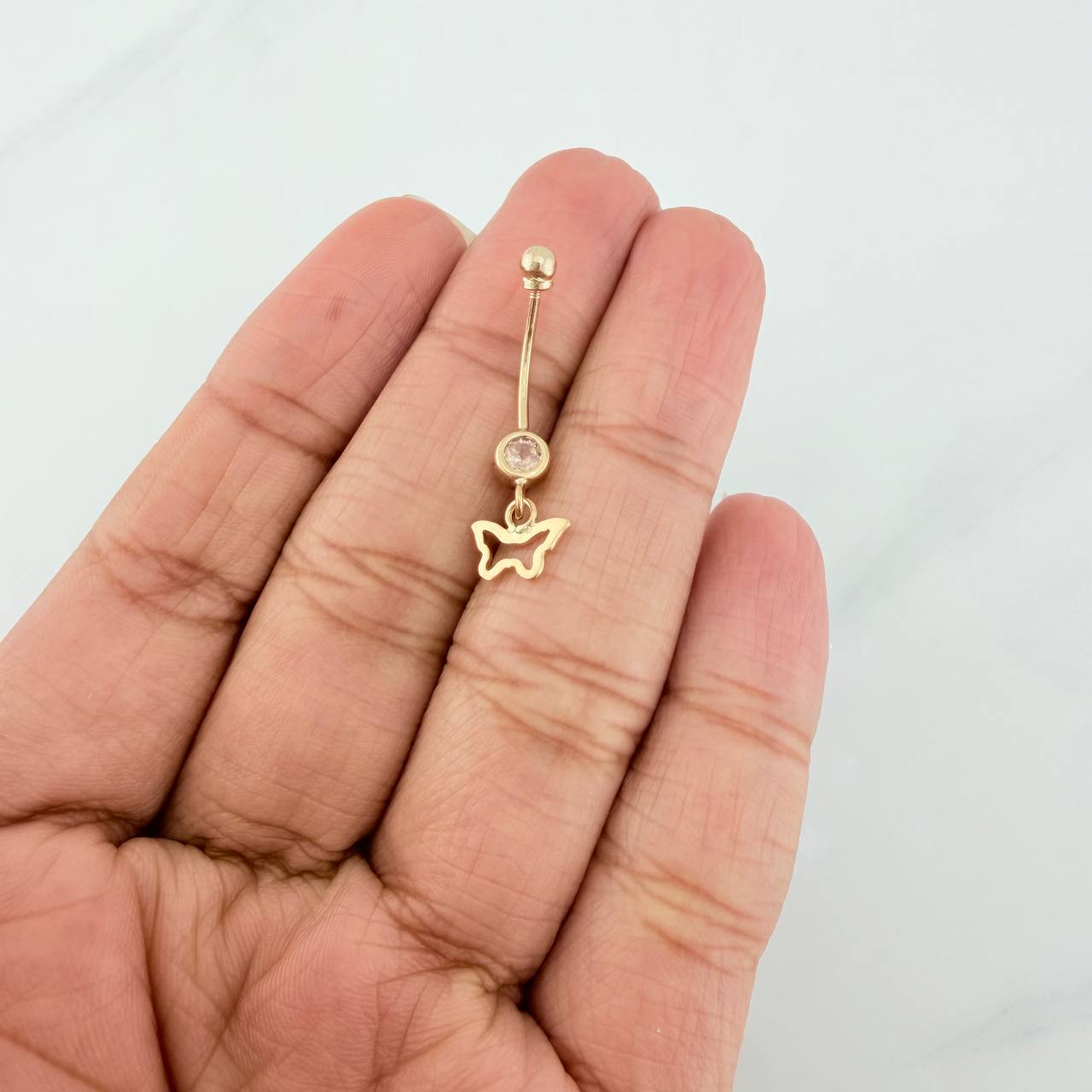 Piercing Ombligo Dije Mariposa 0.7 g / 2.7 cm Oro Amarillo 18K