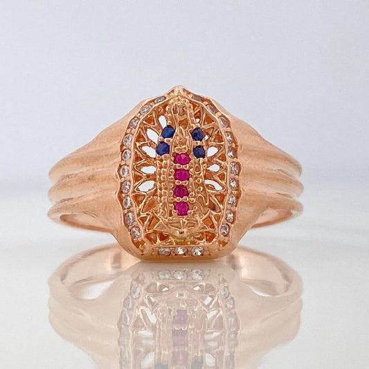 Anillo Virgen De Guadalupe 4.2 g / T8 3/4 Oro Rosa 18K
