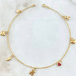 Tobillera Espiga 3.15gr / 26cm / 1.5mm Corazones-Ala-Oso Ts- Oso Peluche Oro Amarillo 18K *