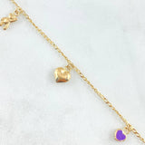 Tobillera Espiga 3.1gr / 25cm / 1.5mm Osos-Corazones-Trebol Oro Amarillo 18K *