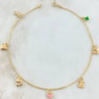 Tobillera Espiga 3.1gr / 23cm / 1.5mm Osos-Corazones-Trebol Oro Amarillo 18K *