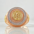 Anillo Marco Circular San Benito 8.7gr / T10 / Circones Blancos Tres Oros 18K *