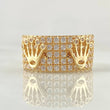 Anillo Carril Grueso Coronas RX 6.25gr / T6 1/4 / Circones Blancos Oro Amarillo 18K *