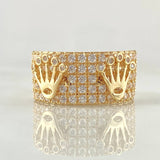 Anillo Carril Grueso Coronas RX 6.25gr / T6 1/4 / Circones Blancos Oro Amarillo 18K *
