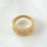 Anillo Carril Grueso Coronas RX 6.25gr / T6 1/4 / Circones Blancos Oro Amarillo 18K *