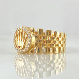 Anillo Correa Enmallada Corona RX 4.1gr / T7 / Circones Blancos Oro Amarillo 18K *