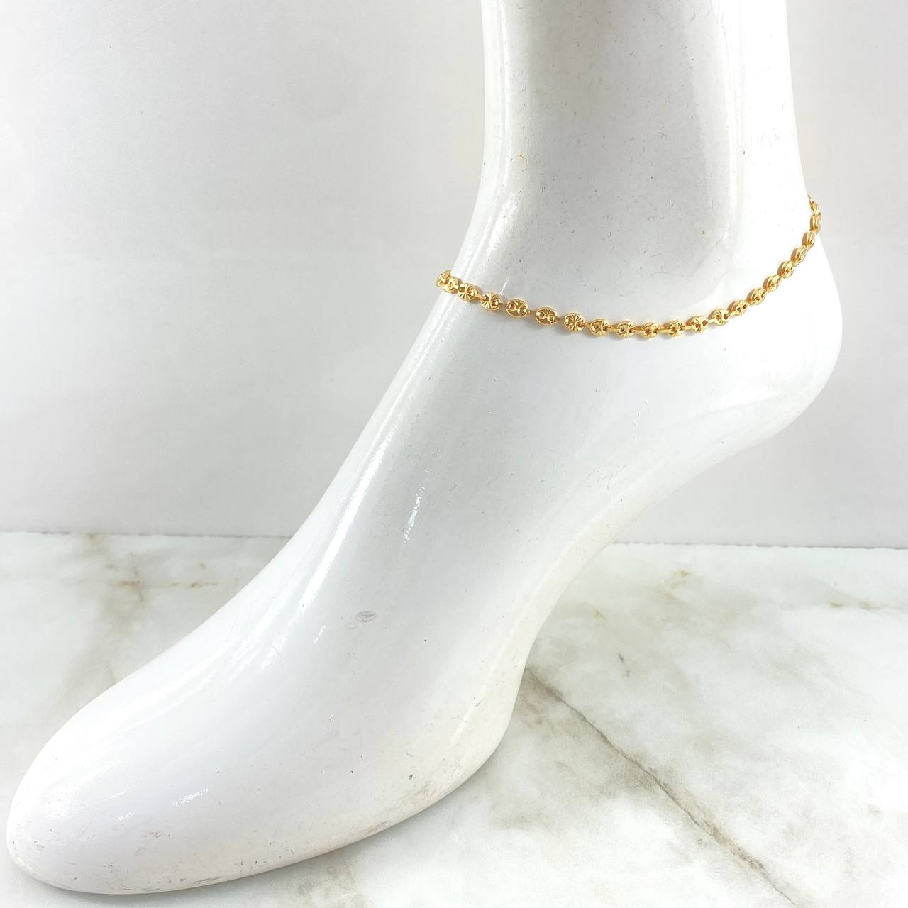 Tobillera GC 4.85gr / 27cm / 4mm / Diamantados Oro Amarillo 18K