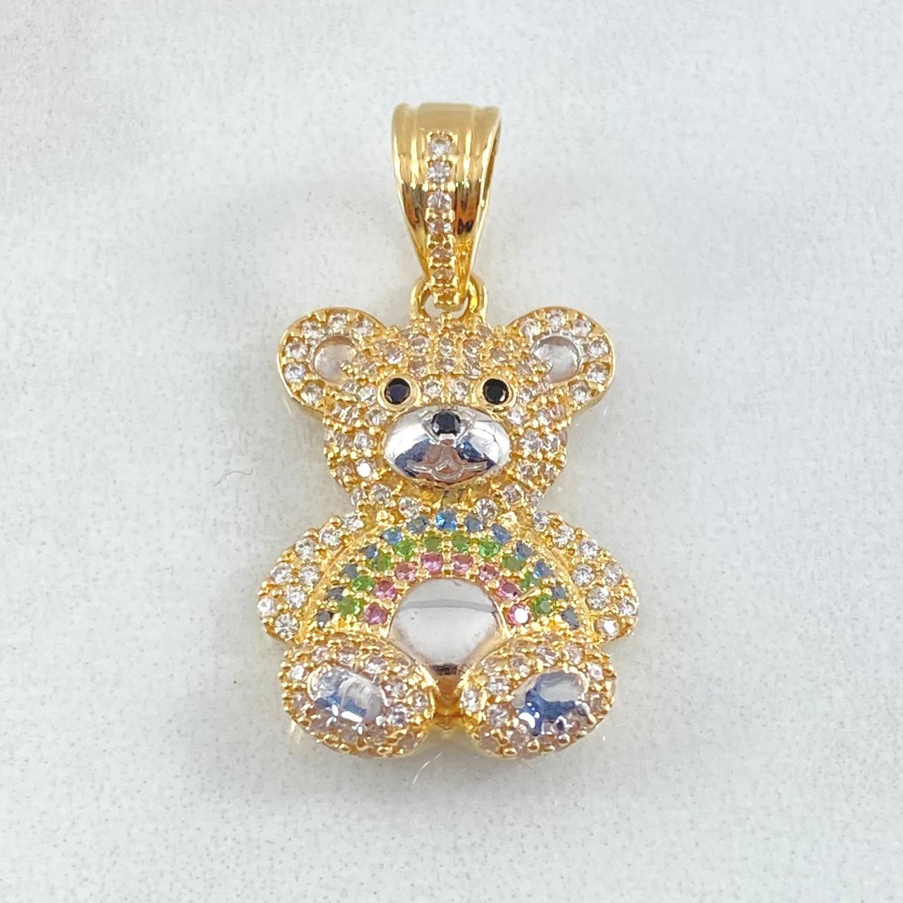 Dije Oso 4.9gr / 3cm / Circones Blancos Azules Rosados Verde Dos Oros Amarillo Blanco 18K ©