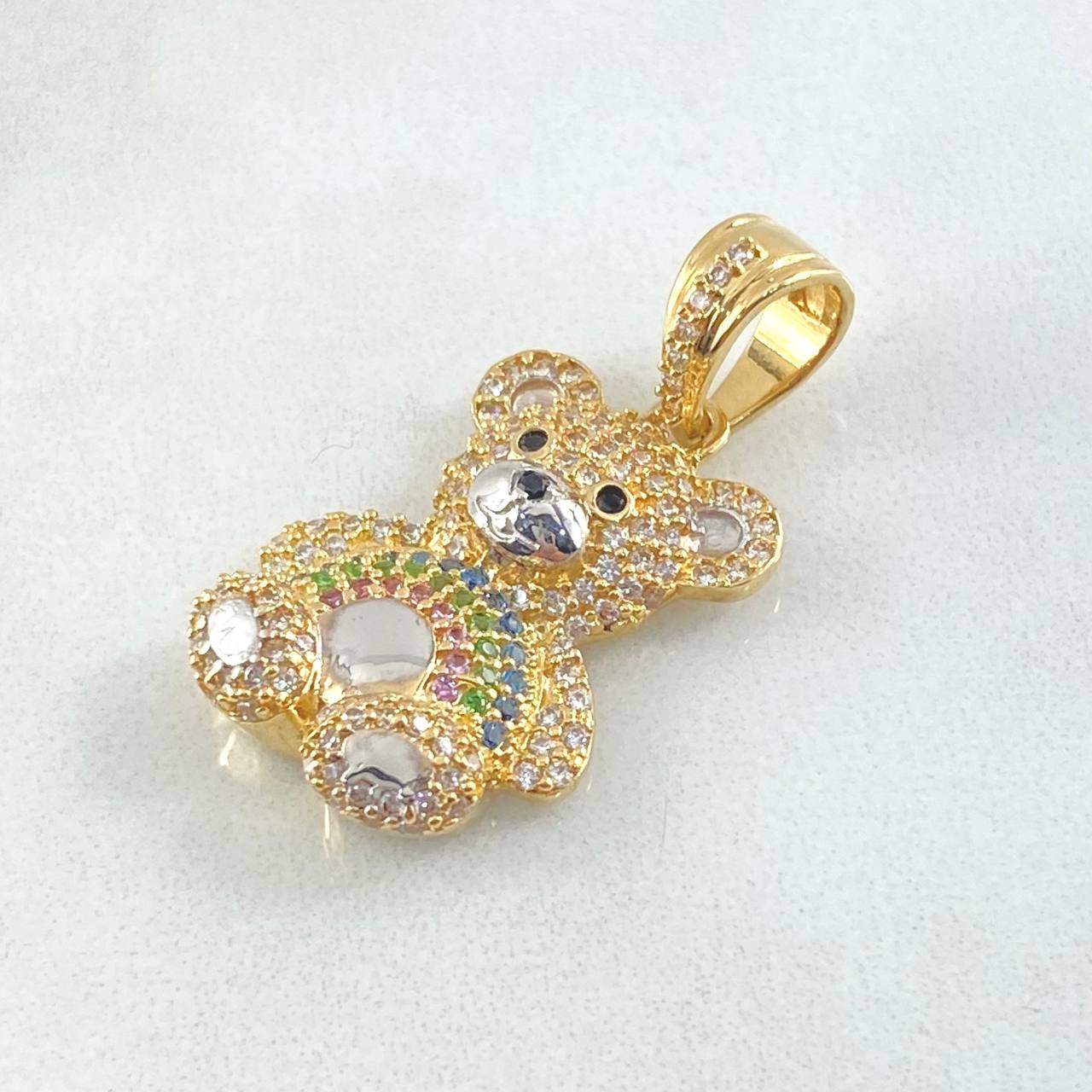 Dije Oso 4.9gr / 3cm / Circones Blancos Azules Rosados Verde Dos Oros Amarillo Blanco 18K ©