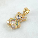 Dije Oso 4.9gr / 3cm / Circones Blancos Azules Rosados Verde Dos Oros Amarillo Blanco 18K ©