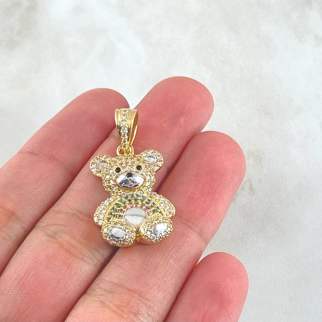 Dije Oso 4.9gr / 3cm / Circones Blancos Azules Rosados Verde Dos Oros Amarillo Blanco 18K ©