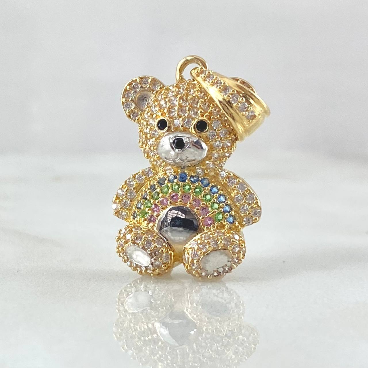 Dije Oso 4.9gr / 3cm / Circones Blancos Azules Rosados Verde Dos Oros Amarillo Blanco 18K ©