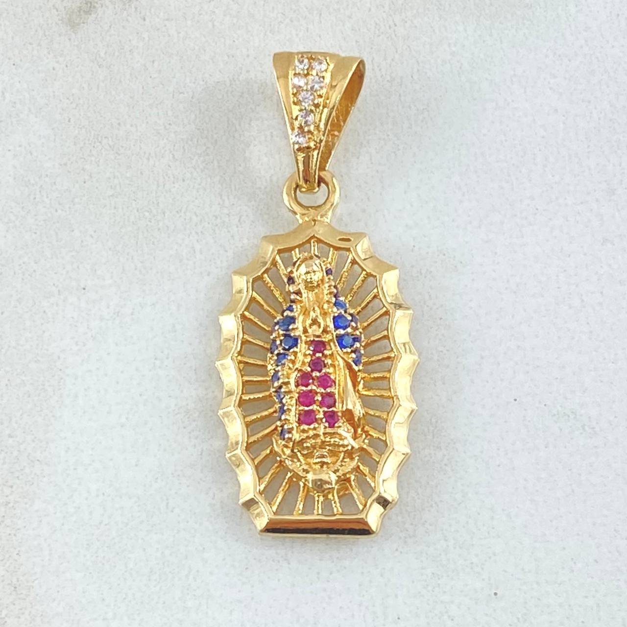 Dije Virgen Guadalupe 3gr / 3.2cm / Circones Blancos Azules Fucsias Oro Amarillo 18K