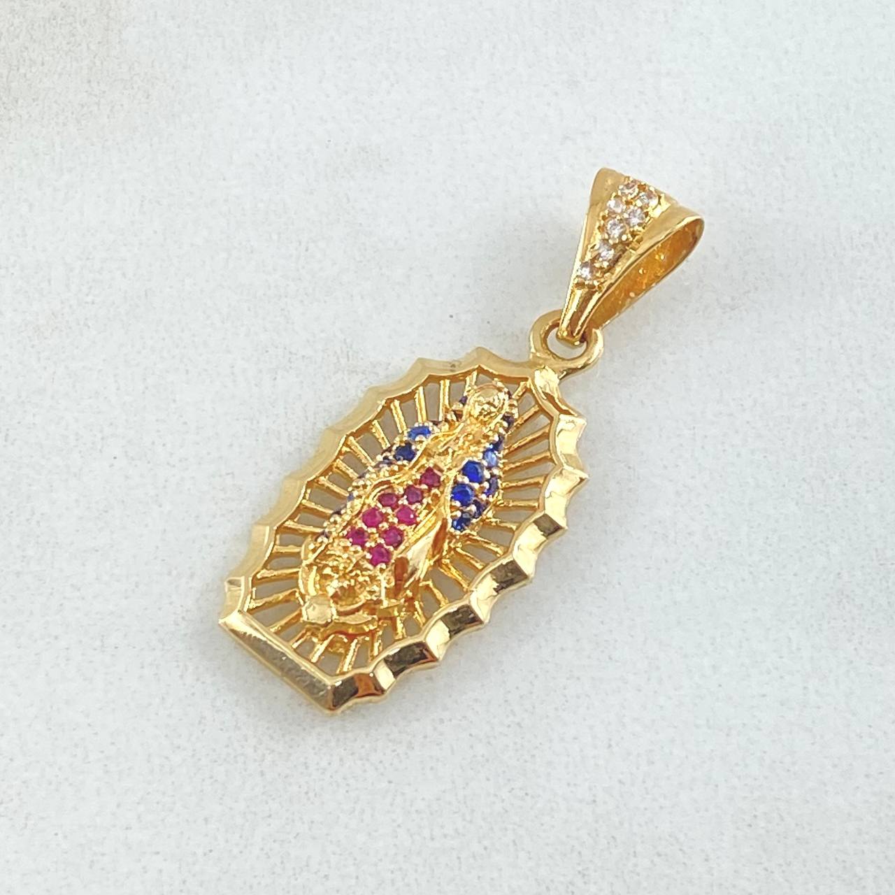 Dije Virgen Guadalupe 3gr / 3.2cm / Circones Blancos Azules Fucsias Oro Amarillo 18K
