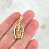 Dije Virgen Guadalupe 3gr / 3.2cm / Circones Blancos Azules Fucsias Oro Amarillo 18K