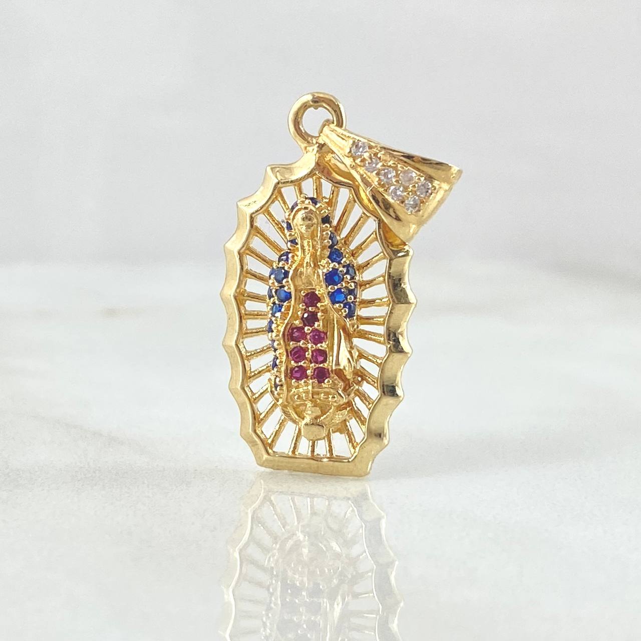 Dije Virgen Guadalupe 3gr / 3.2cm / Circones Blancos Azules Fucsias Oro Amarillo 18K