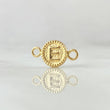 Herraje Letra E 0.45gr / 1.5cm / Circulo Cargador Bordeado Oro Amarillo 18K