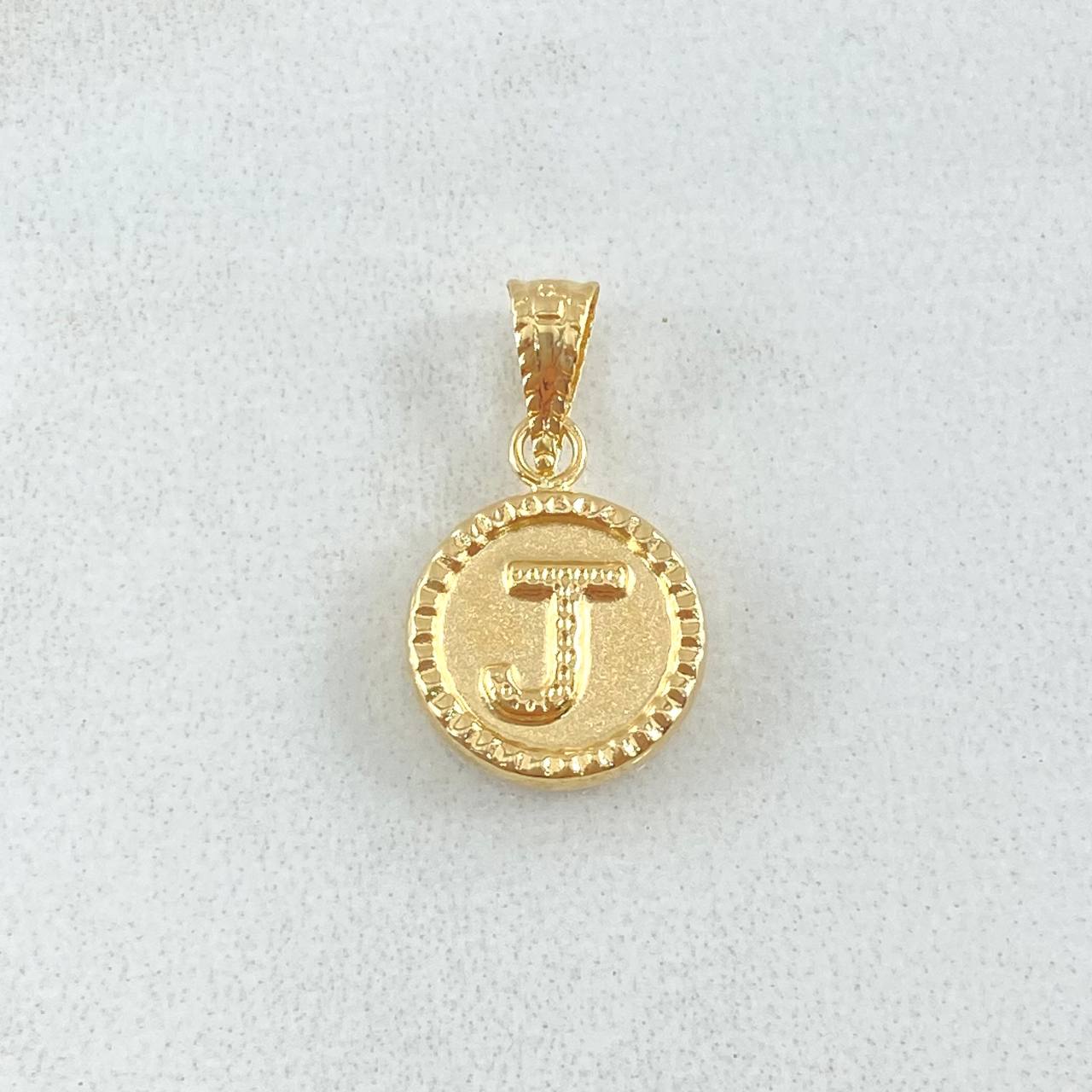 Dije Letra J 0.6gr / 1.7cm-Mate-Bordeado Oro Amarillo 18K ©