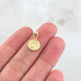 Dije Letra J 0.55gr / 1.7cm / Circulo Cargador Bordeado Oro Amarillo 18K