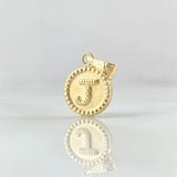 Dije Letra J 0.6gr / 1.7cm / Circulo Cargador Bordeado Oro Amarillo 18K
