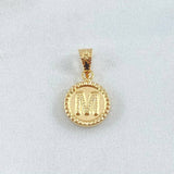 Dije Letra M 0.6gr / 1.7cm / Circulo Cargador Bordeado Oro Amarillo 18K