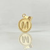Dije Letra M 0.6gr / 1.7cm / Circulo Cargador Bordeado Oro Amarillo 18K