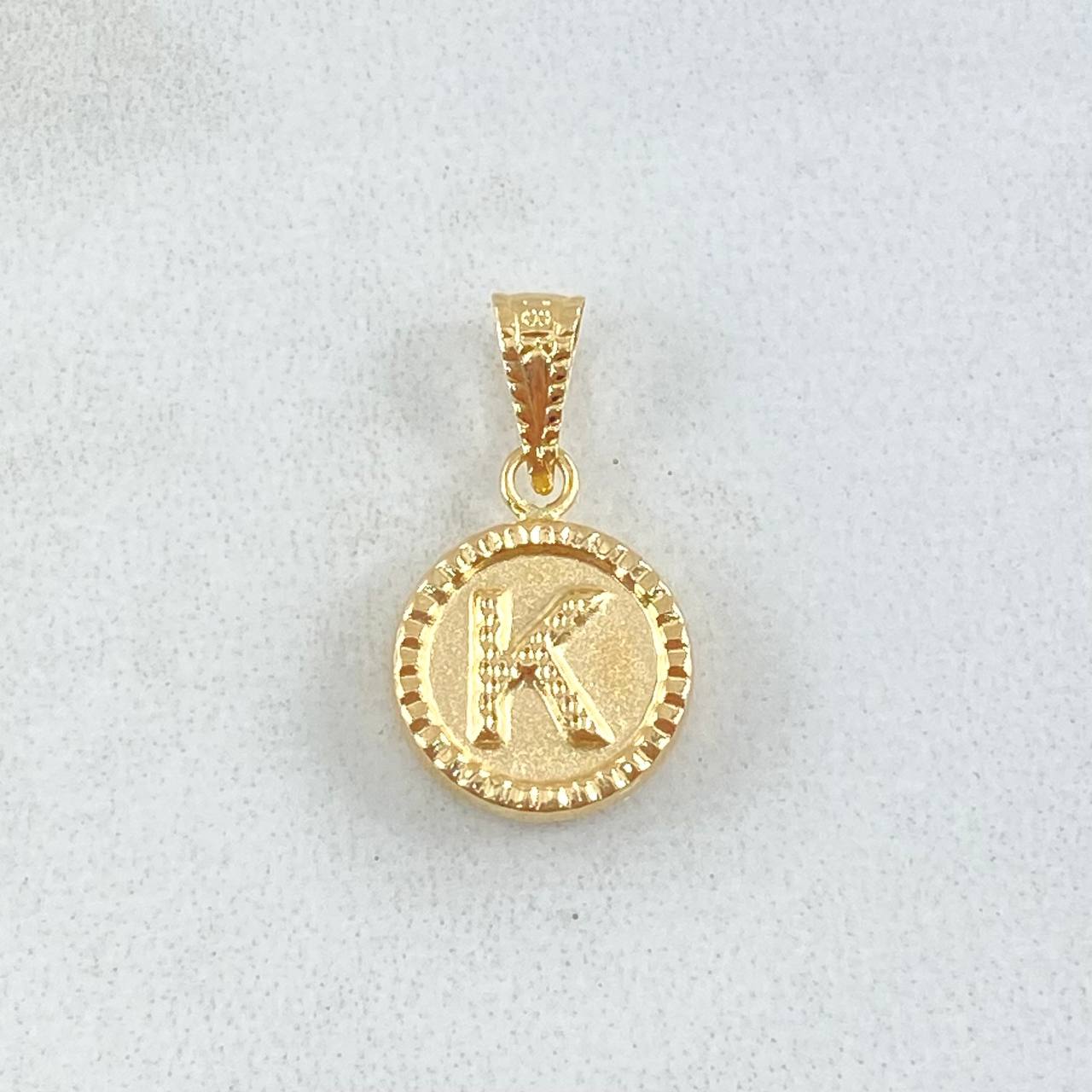 Dije Letra K 0.65gr / 1.7cm-Mate-Bordeado Oro Amarillo 18K ©