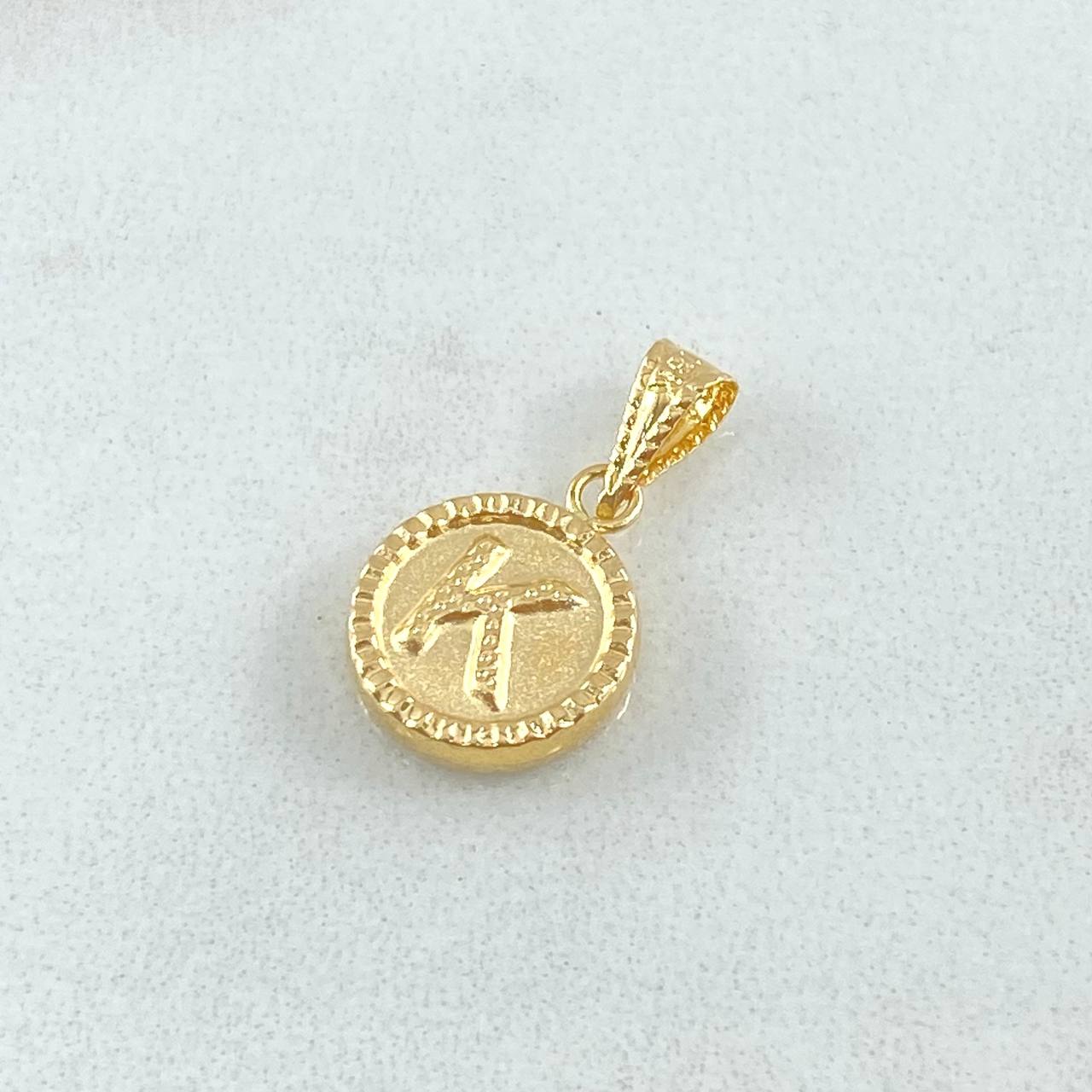 Dije Letra K 0.65gr / 1.7cm-Mate-Bordeado Oro Amarillo 18K ©
