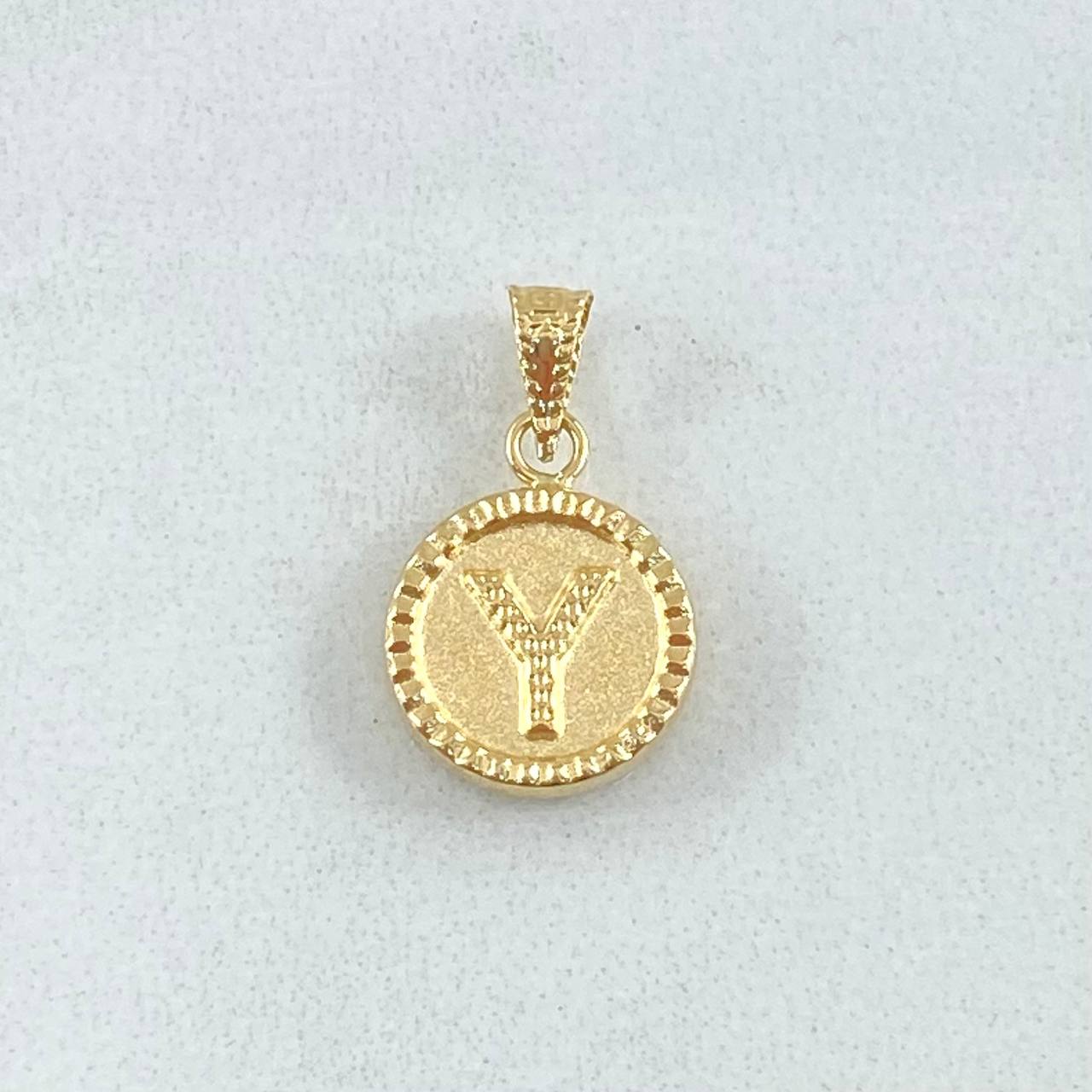 Dije Letra Y 0.55gr / 1.7cm-Mate-Bordeado Oro Amarillo 18K ©