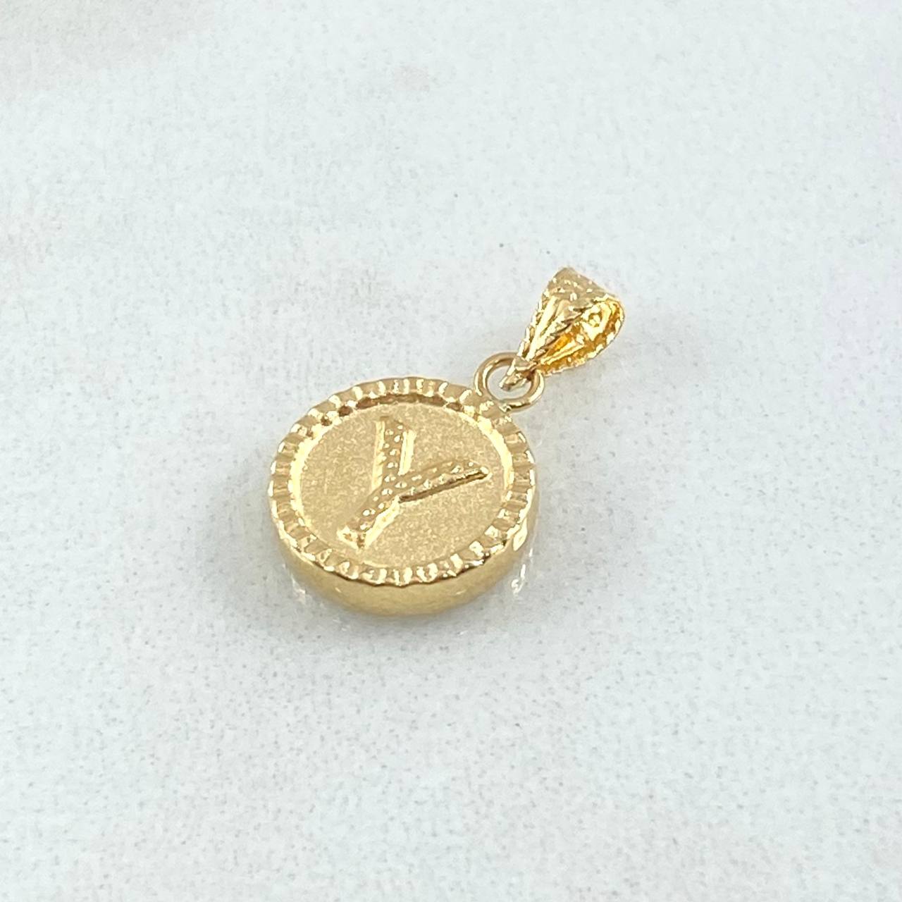 Dije Letra Y 0.55gr / 1.7cm-Mate-Bordeado Oro Amarillo 18K ©