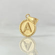 Dije Letra A 0.6gr / 1.7cm / Circulo Cargador Bordeado Oro Amarillo 18K