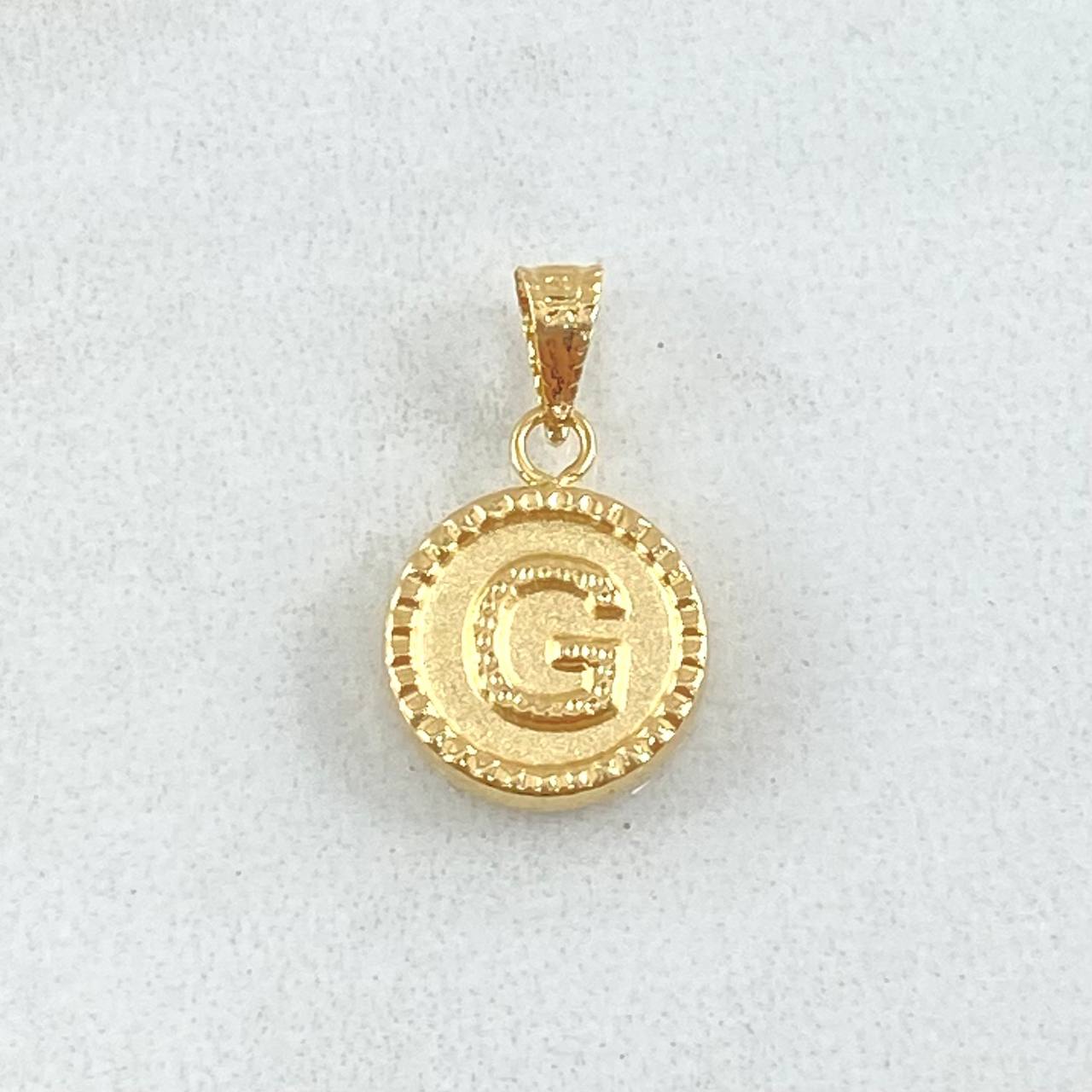 Dije Letra G 0.55gr / 1.7cm / Circulo Cargador Bordeado Oro Amarillo 18K