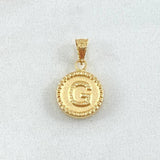 Dije Letra G 0.55gr / 1.7cm / Circulo Cargador Bordeado Oro Amarillo 18K