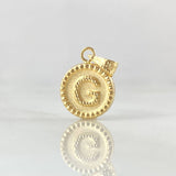 Dije Letra G 0.6gr / 1.7cm / Circulo Cargador Bordeado Oro Amarillo 18K