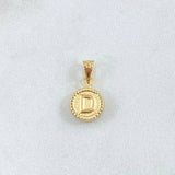 Dije Letra D 0.4gr / 1.4cm / Circulo Cargador Bordeado Oro Amarillo 18K