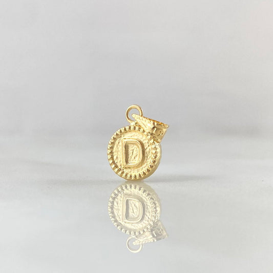 Dije Letra D 0.4gr / 1.4cm / Circulo Cargador Bordeado Oro Amarillo 18K